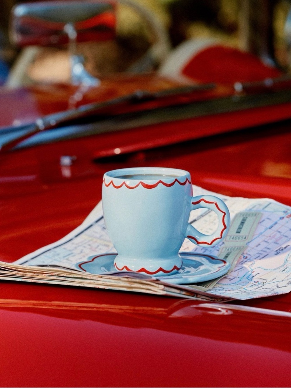 Anthropologie Damson Madder Stoneware Espresso Cup & Saucer, BLUE NWT